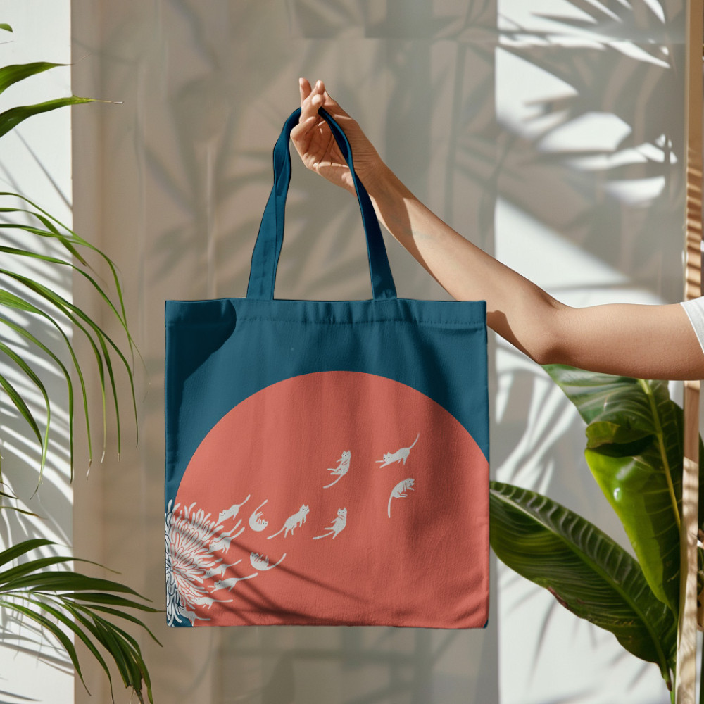 Abstract Creative Dandelion And Cat Painting Art Canvas Bag
