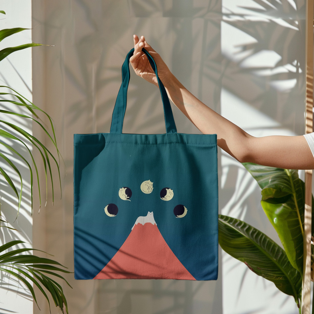Abstract Creative Good Night Cat Painting Art Canvas Bag
