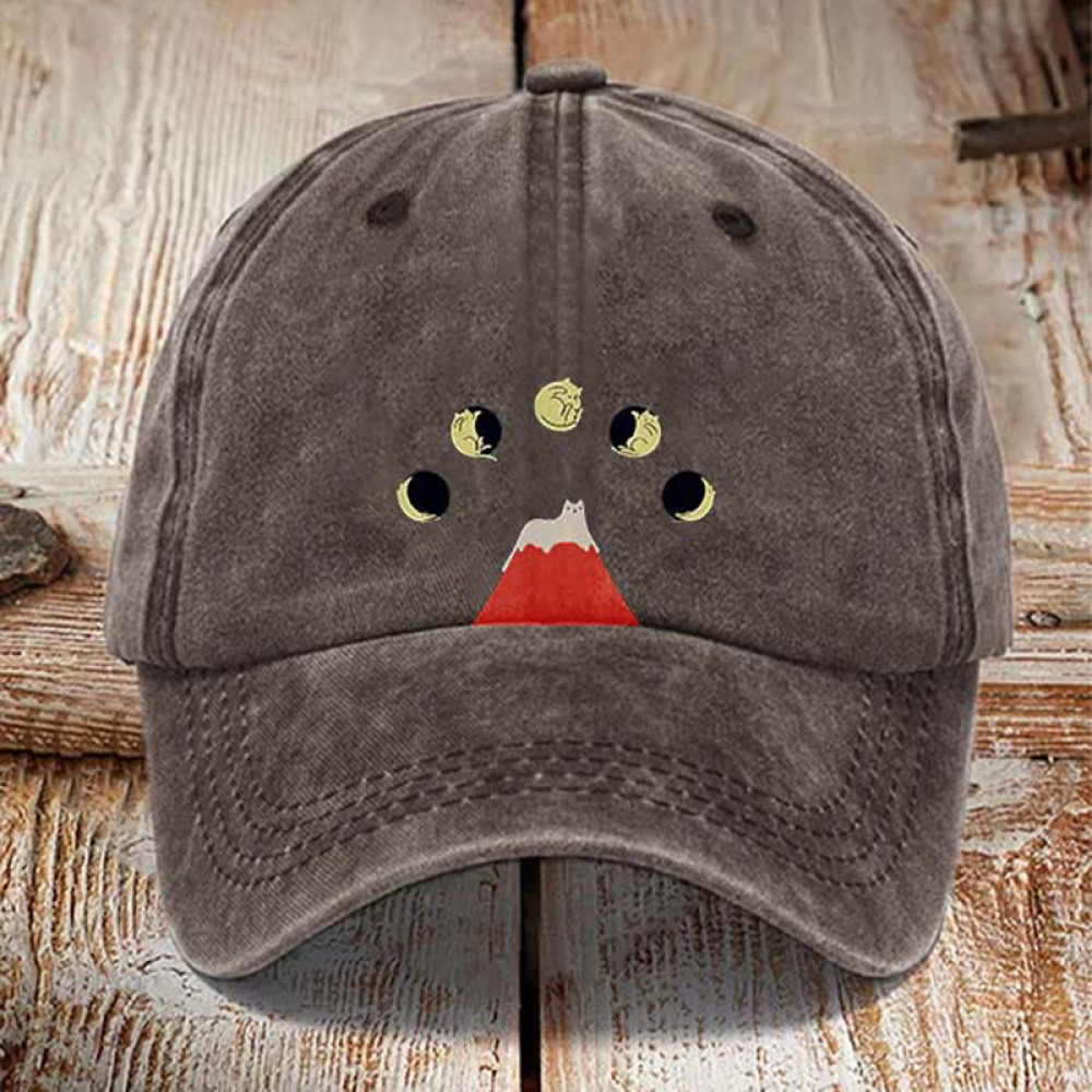 Abstract Creative Good Night Cat Washed Sun Hat