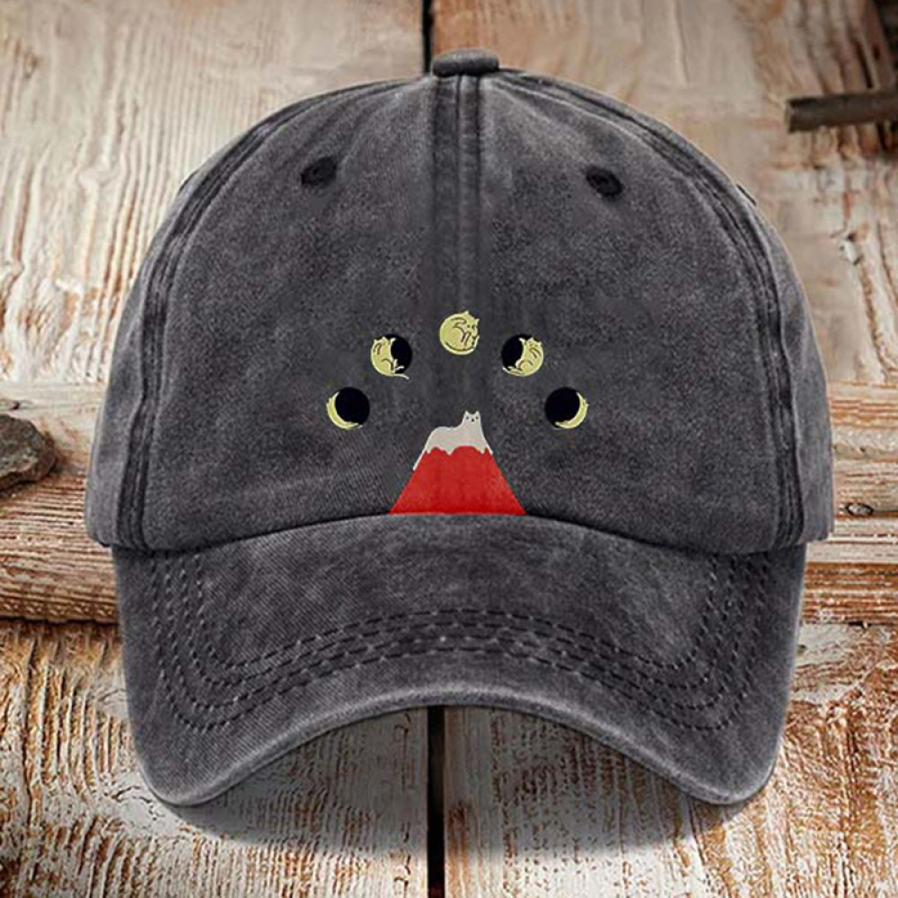 Abstract Creative Good Night Cat Washed Sun Hat