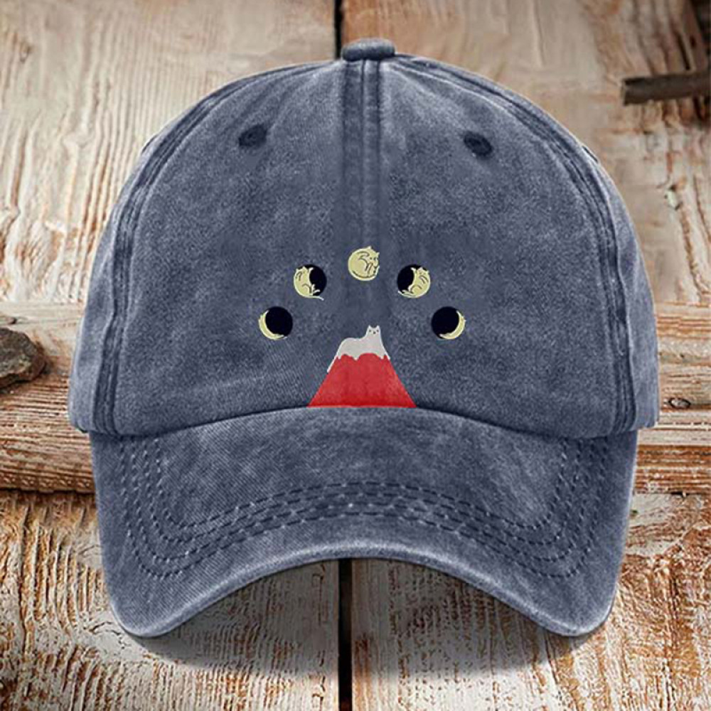 Abstract Creative Good Night Cat Washed Sun Hat