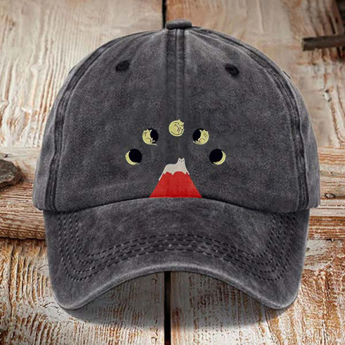Abstract Creative Good Night Cat Washed Sun Hat