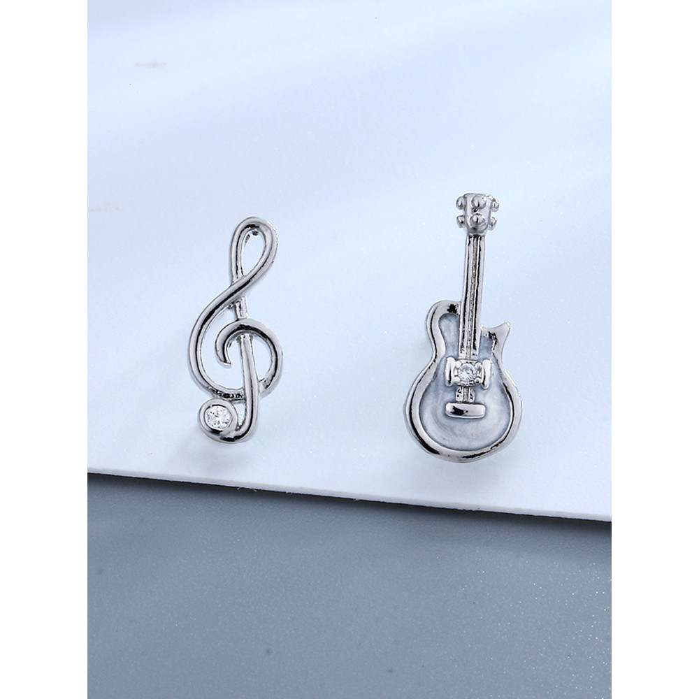 Asymmetrical Guitar And Music Note Earrings