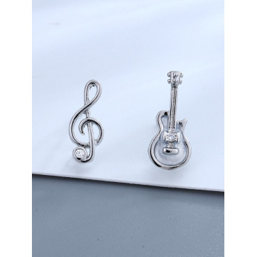 Asymmetrical Guitar And Music Note Earrings