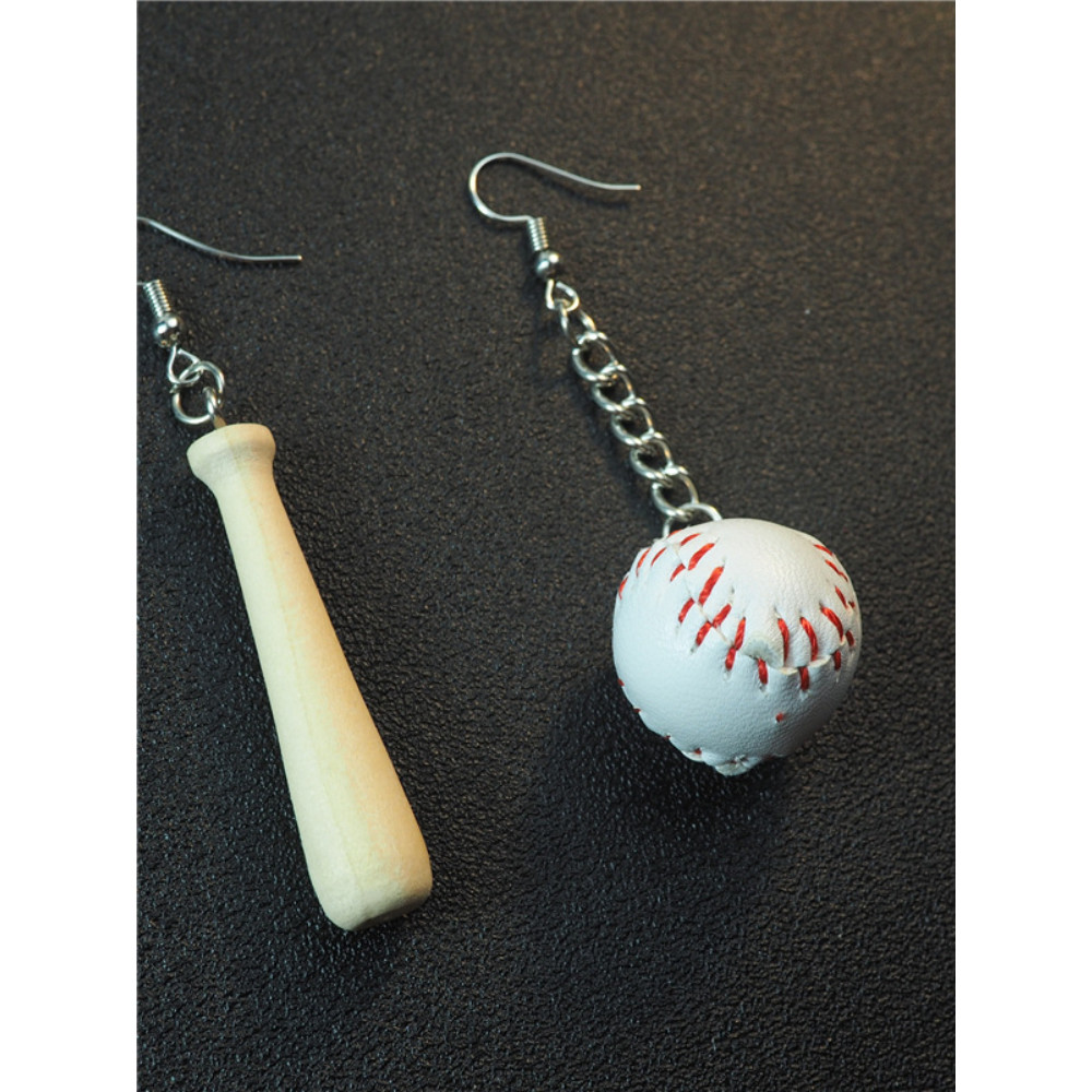 Baseball and Bat Asymmetric Earrings