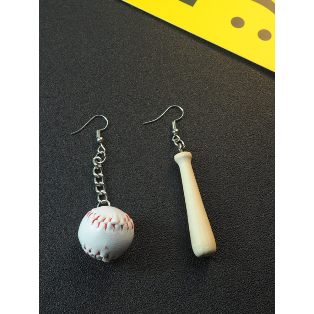 Baseball and Bat Asymmetric Earrings