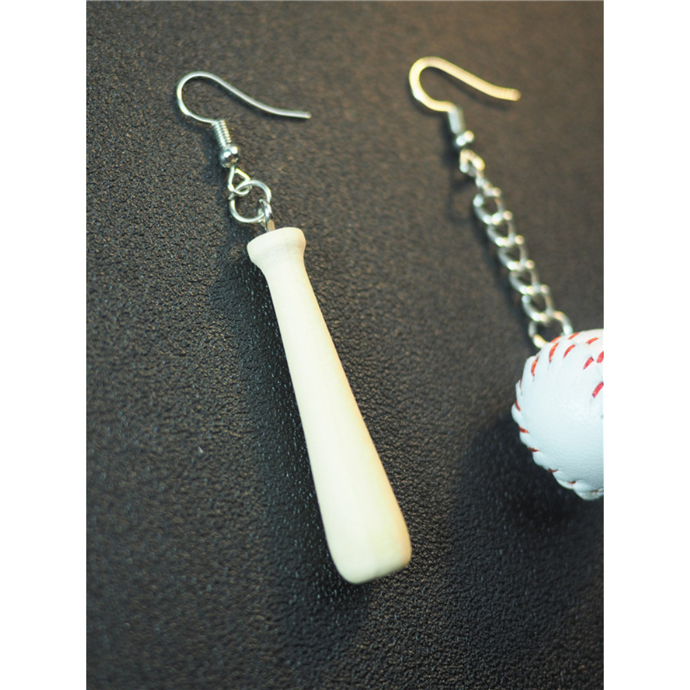 Baseball and Bat Asymmetric Earrings