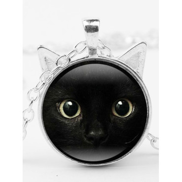 Black Cat Grass Pendant Necklace