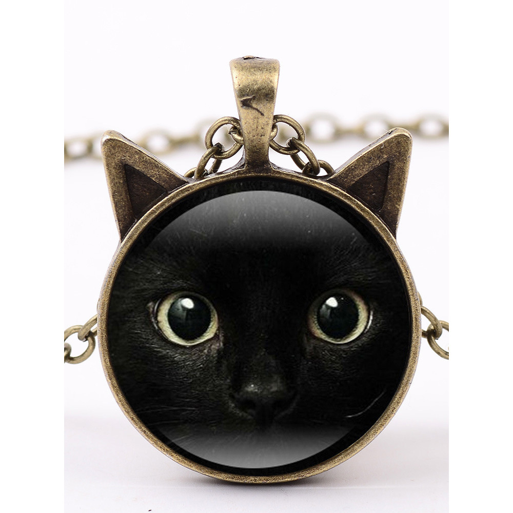 Black Cat Grass Pendant Necklace
