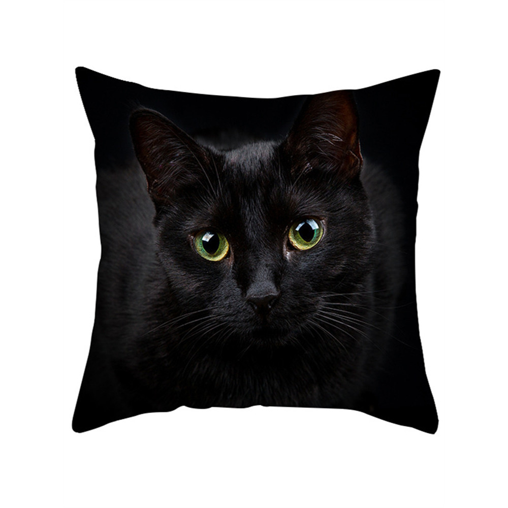 Black Cat Print Soft Suede Pillowcase