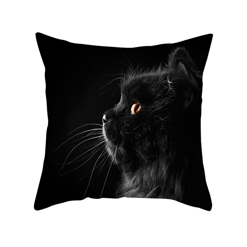Black Cat Print Soft Suede Pillowcase