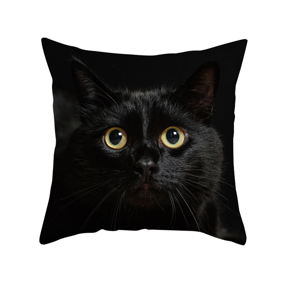 Black Cat Print Soft Suede Pillowcase