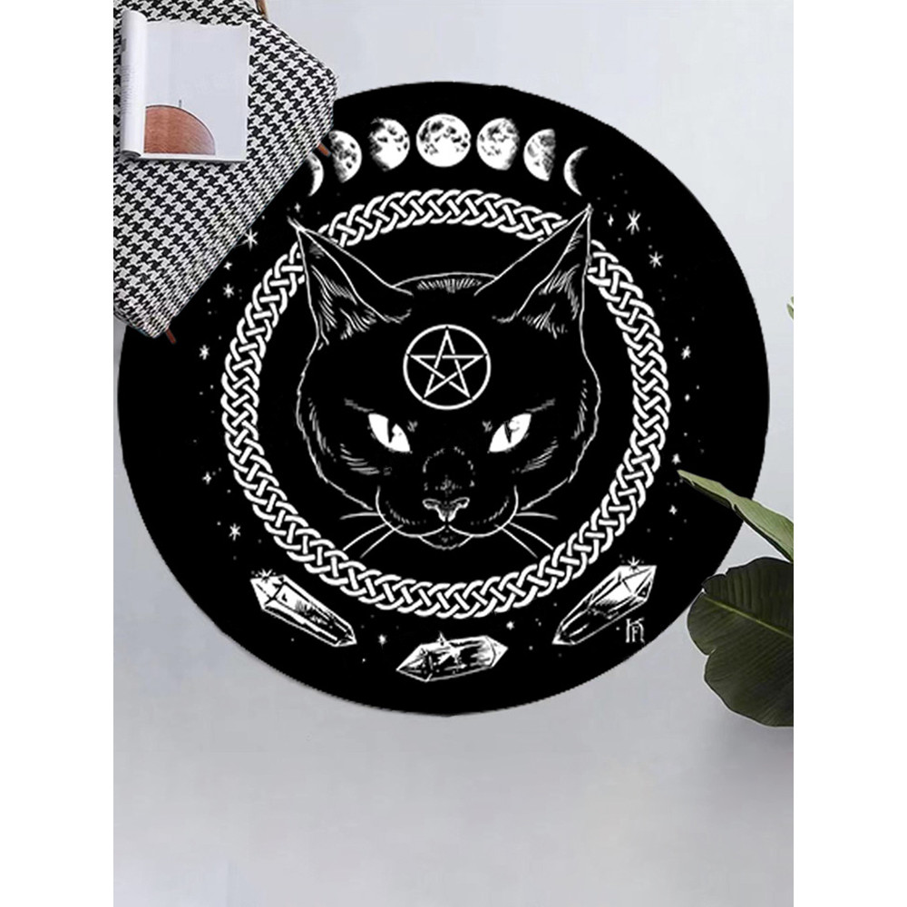Black Cat Seires Printed Round Rug
