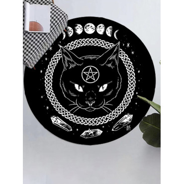 Black Cat Seires Printed Round Rug