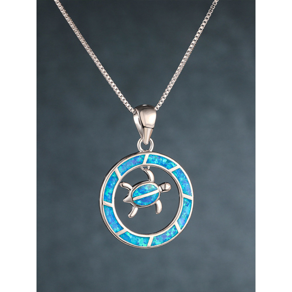 Blue Turtle Trend Simple Pendant Necklace
