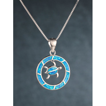Blue Turtle Trend Simple Pendant Necklace