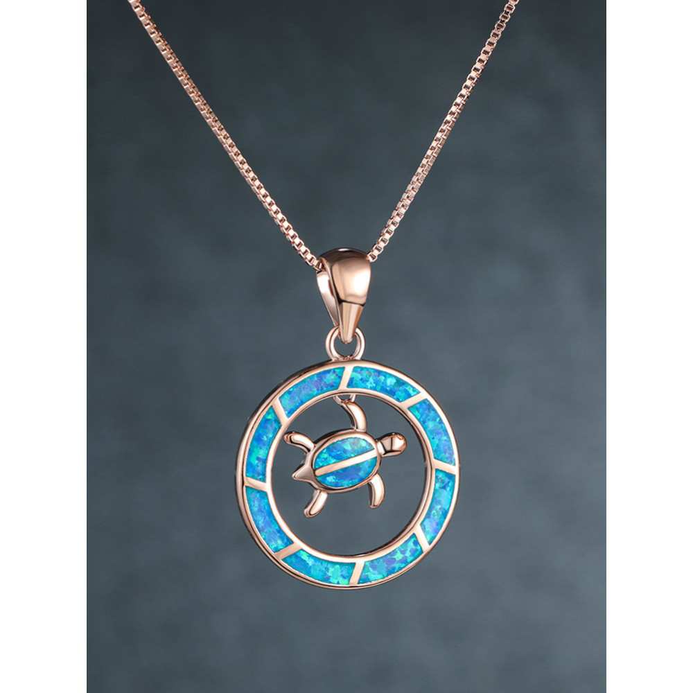 Blue Turtle Trend Simple Pendant Necklace