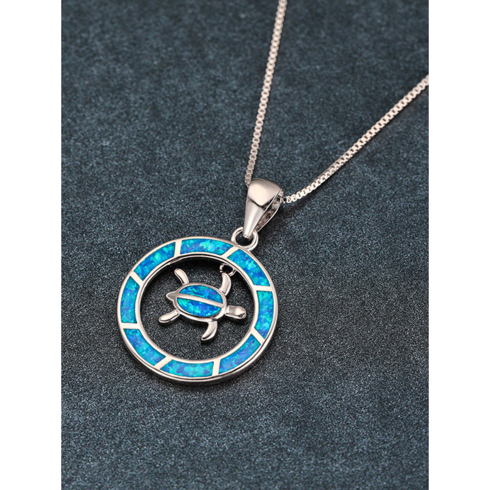 Blue Turtle Trend Simple Pendant Necklace
