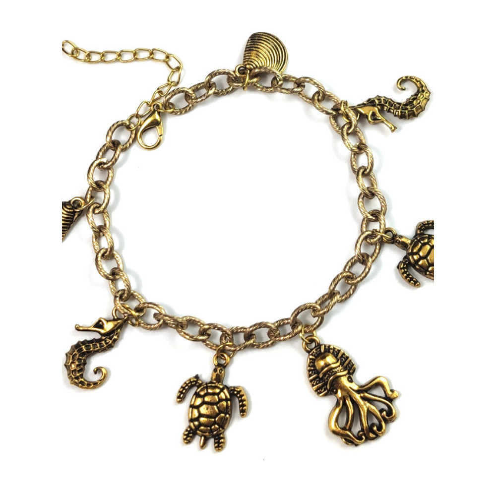 Boho Marine Element Pendant Tassel Anklet