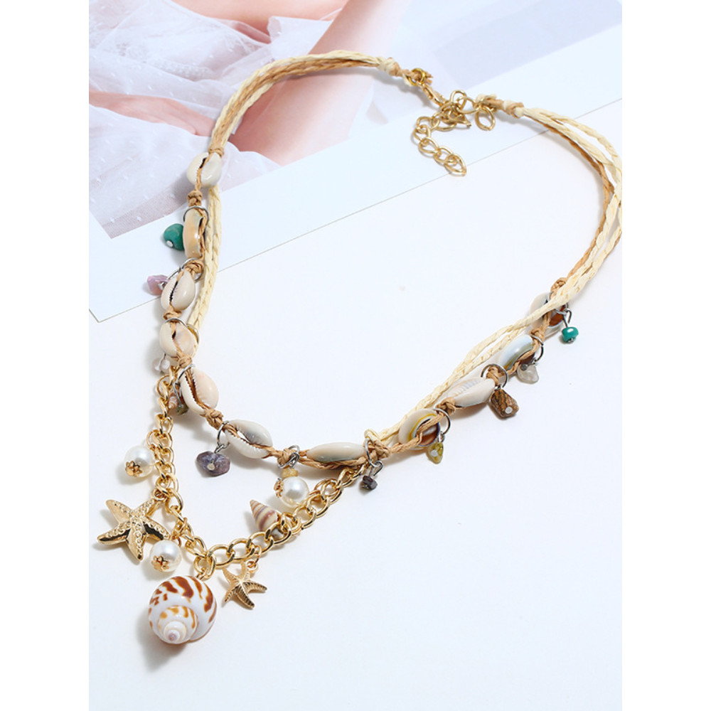 Boho Natural Shell Marine Element Tassel Necklace