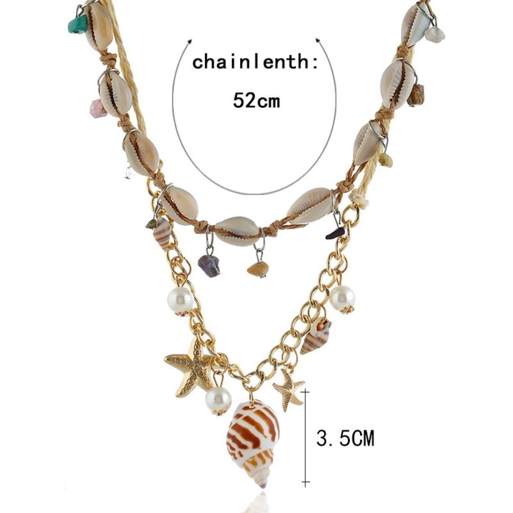 Boho Natural Shell Marine Element Tassel Necklace
