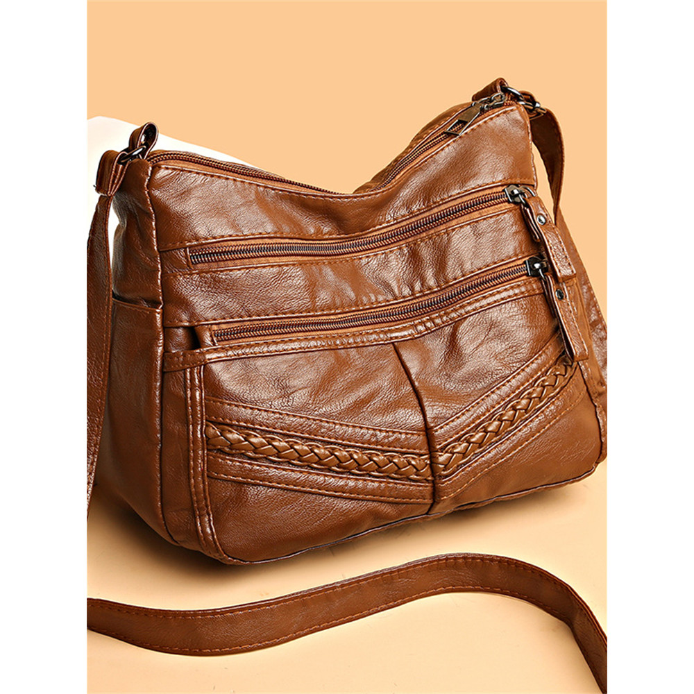 Braid Details Multi Compartment Crossbody Bag