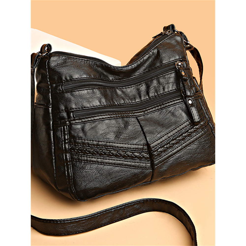 Braid Details Multi Compartment Crossbody Bag