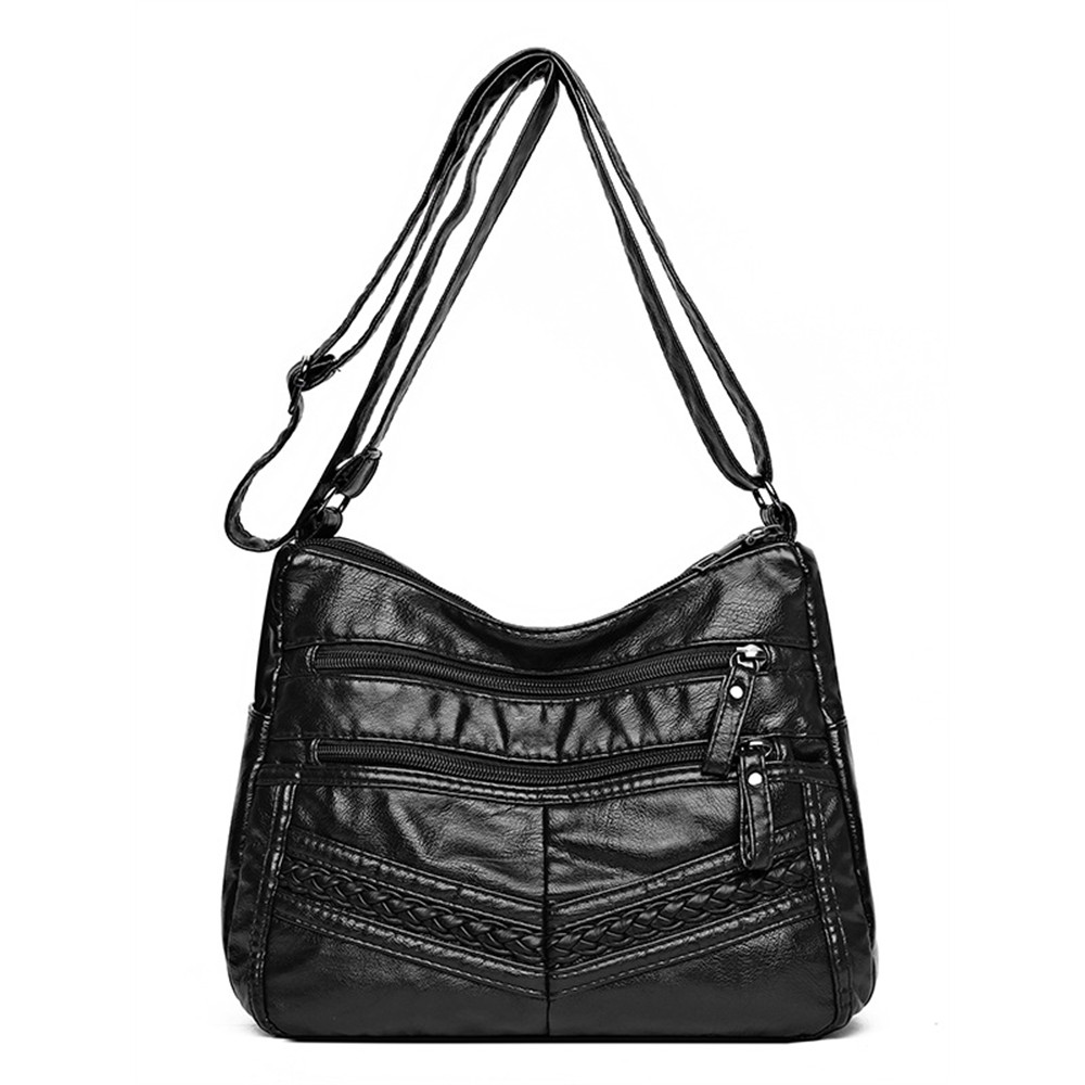 Braid Details Multi Compartment Crossbody Bag