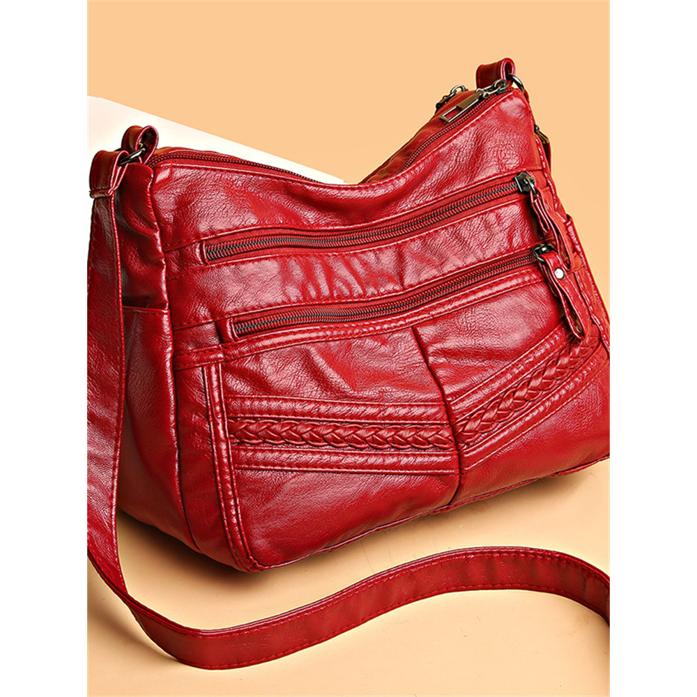 Braid Details Multi Compartment Crossbody Bag