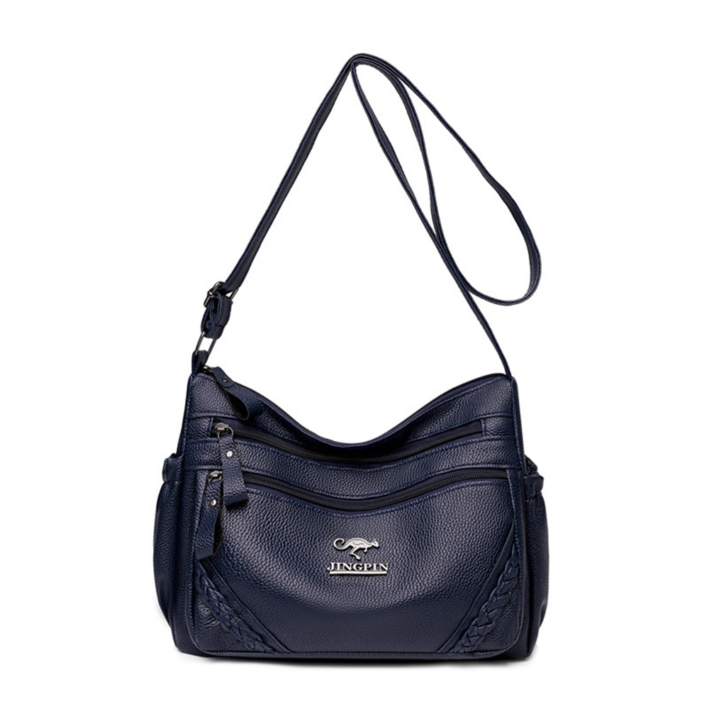 Braid Details Soft Leather Crossbody Bag
