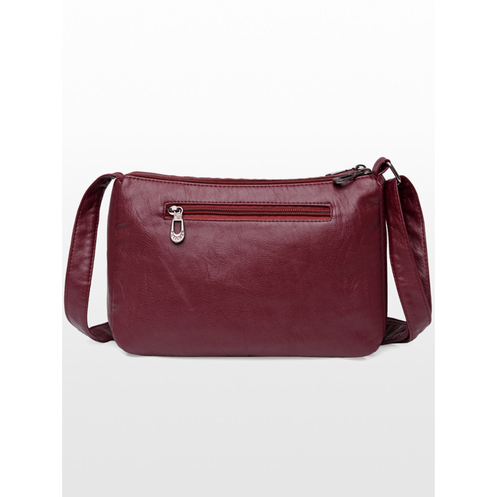 Braid Details Soft Leather Crossbody Bag