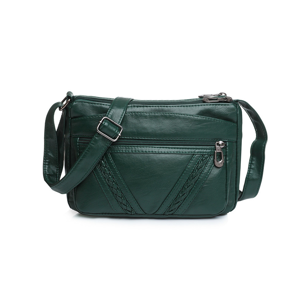 Braid Details Soft Leather Crossbody Bag