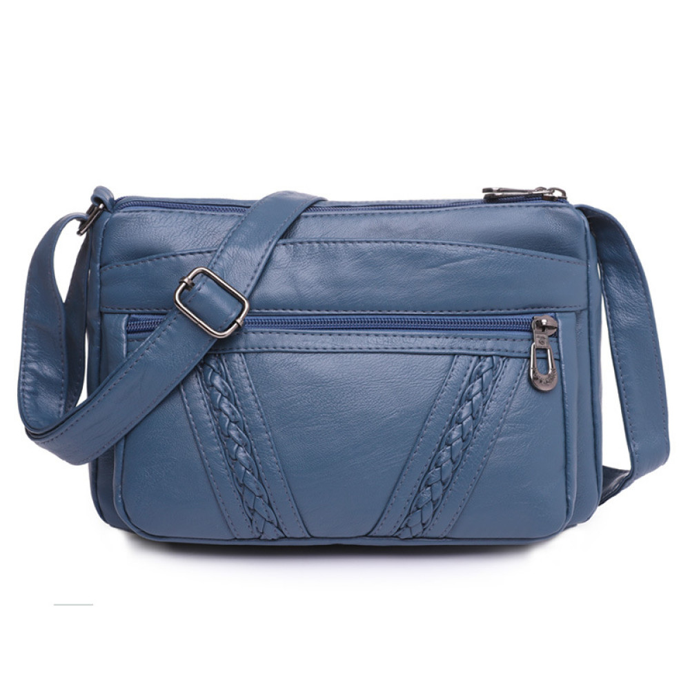 Braid Details Soft Leather Crossbody Bag