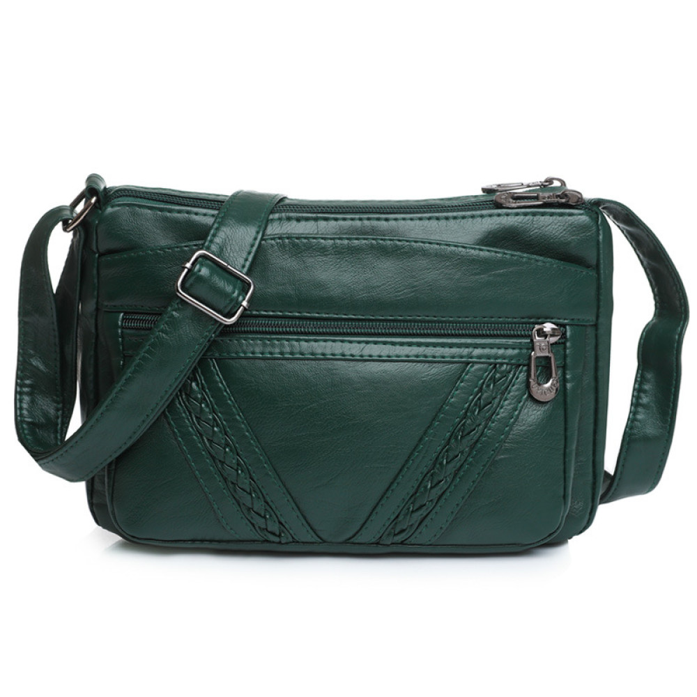 Braid Details Soft Leather Crossbody Bag