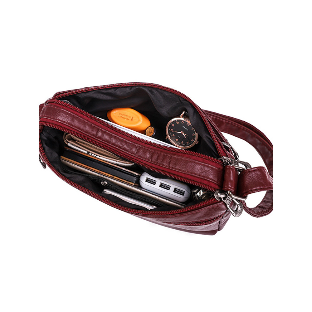 Braid Details Soft Leather Crossbody Bag