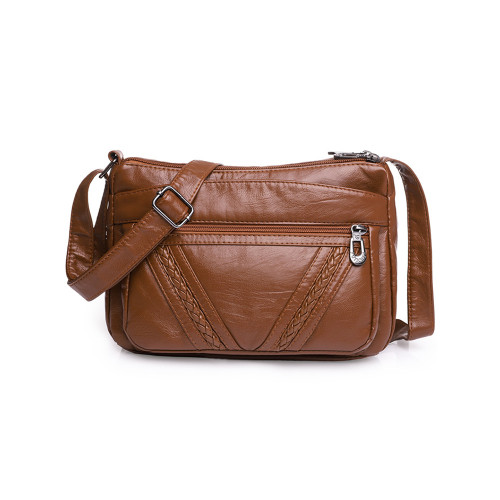 Braid Details Soft Leather Crossbody Bag