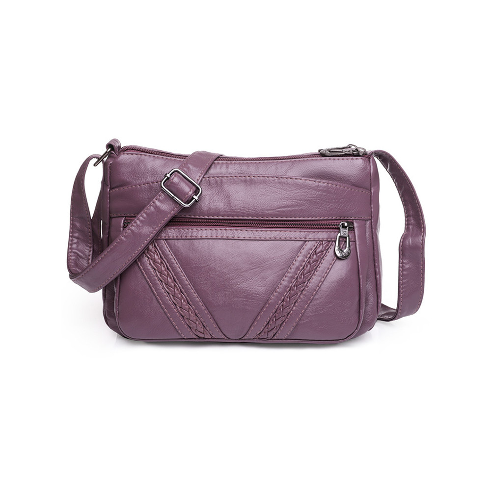 Braid Details Soft Leather Crossbody Bag