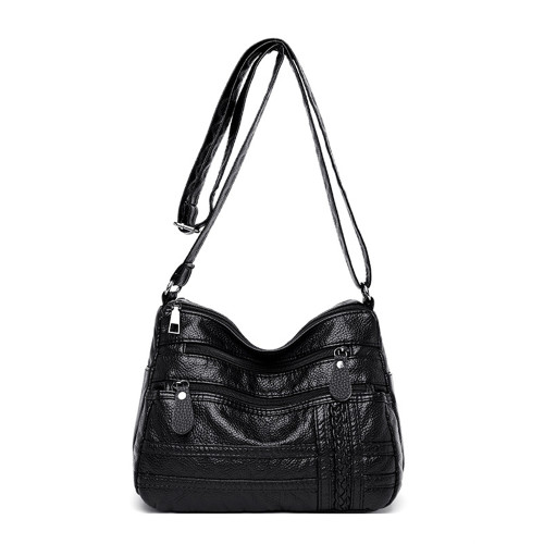 Braid Details Soft Leather Utility Crossbody Bag