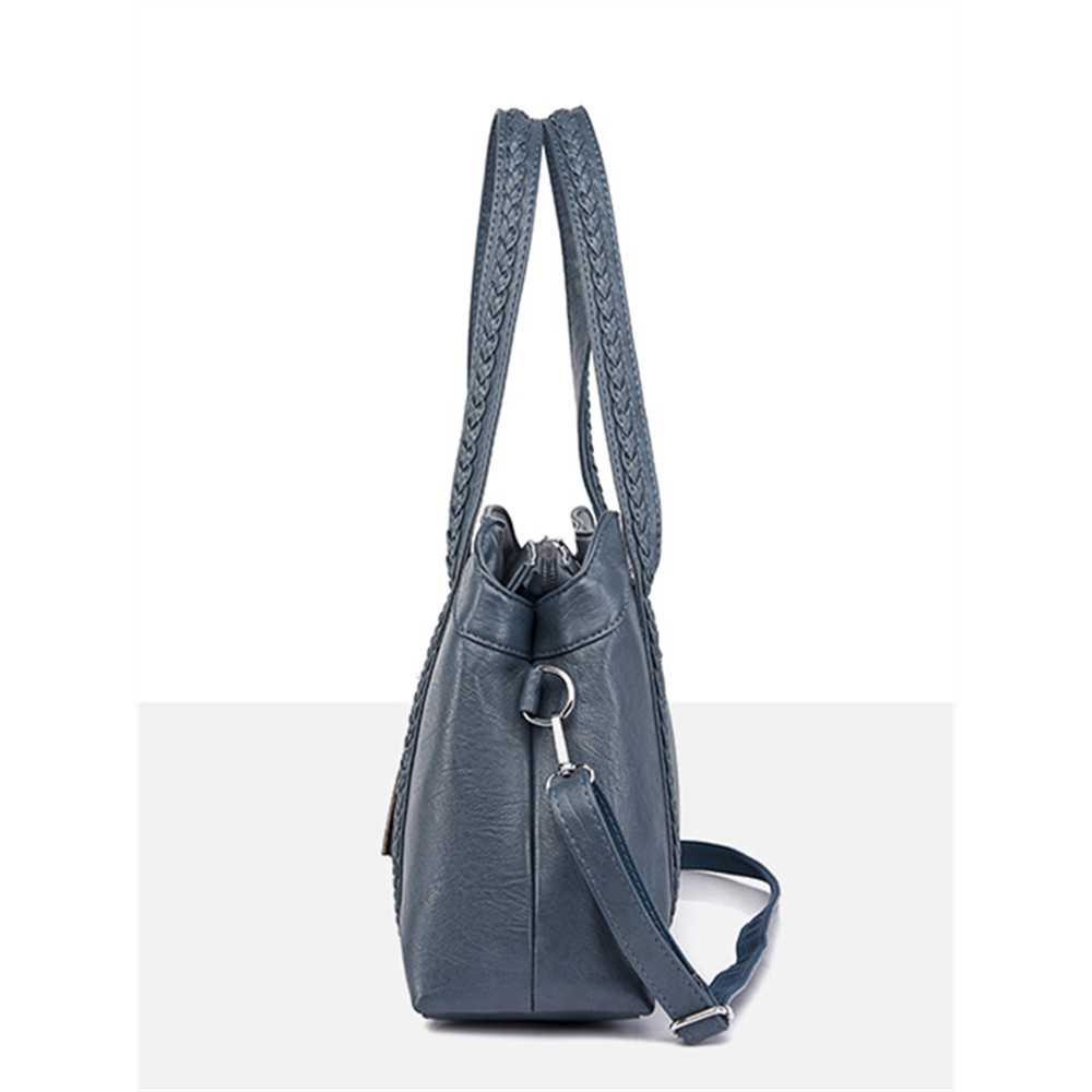 Braided Strap Tassel Pendant Soft Leather Bag