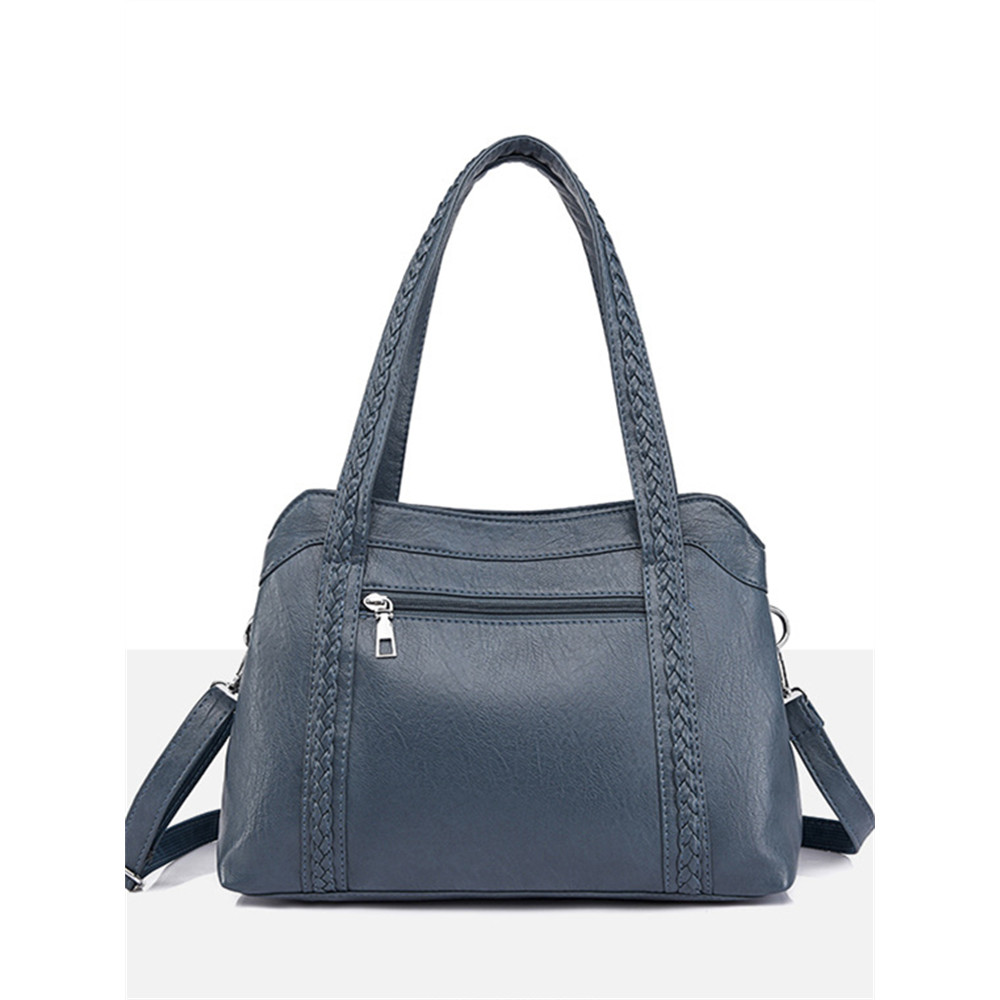 Braided Strap Tassel Pendant Soft Leather Bag
