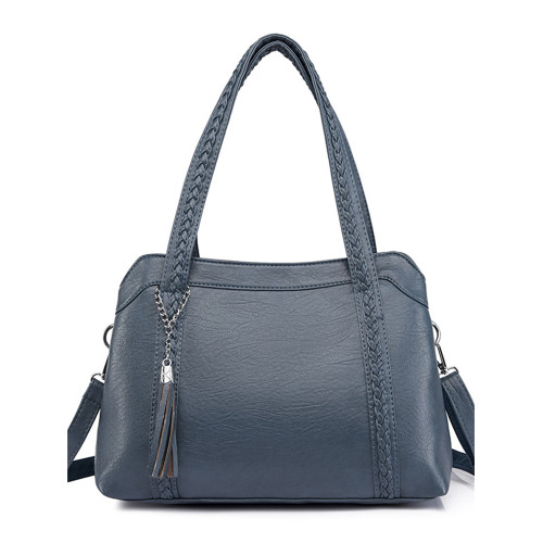 Braided Strap Tassel Pendant Soft Leather Bag