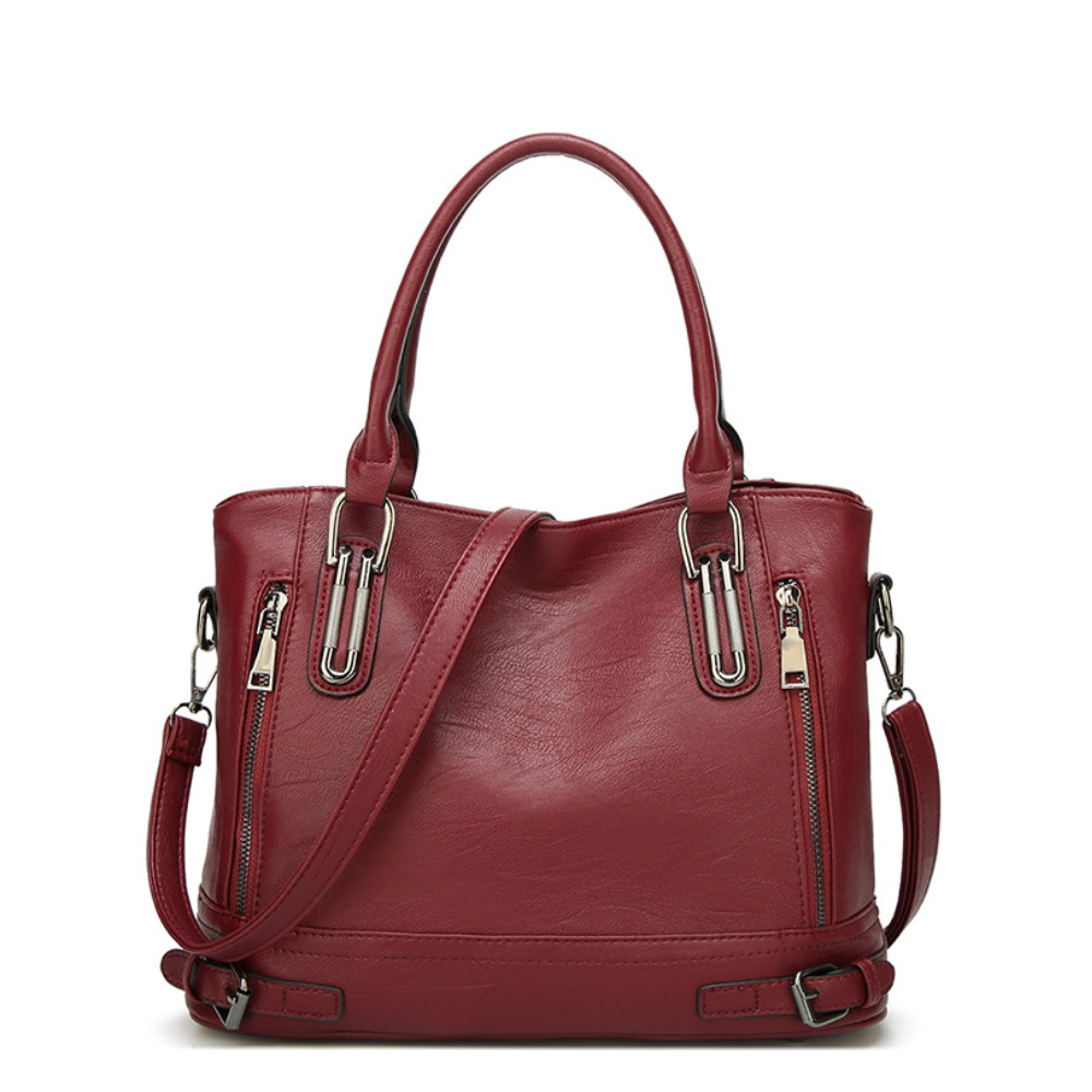 Buckles Decorated Multi Zipper Utility Bag