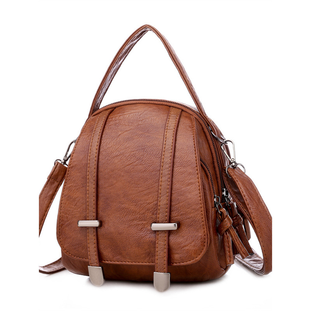 Buckles Flap Washed Leather Utility Mini Bag