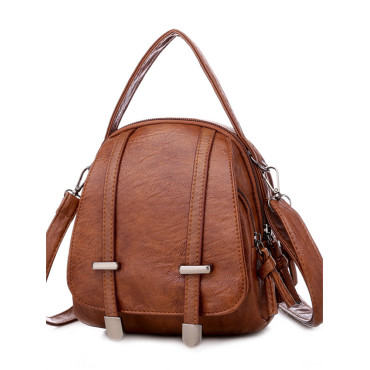 Buckles Flap Washed Leather Utility Mini Bag