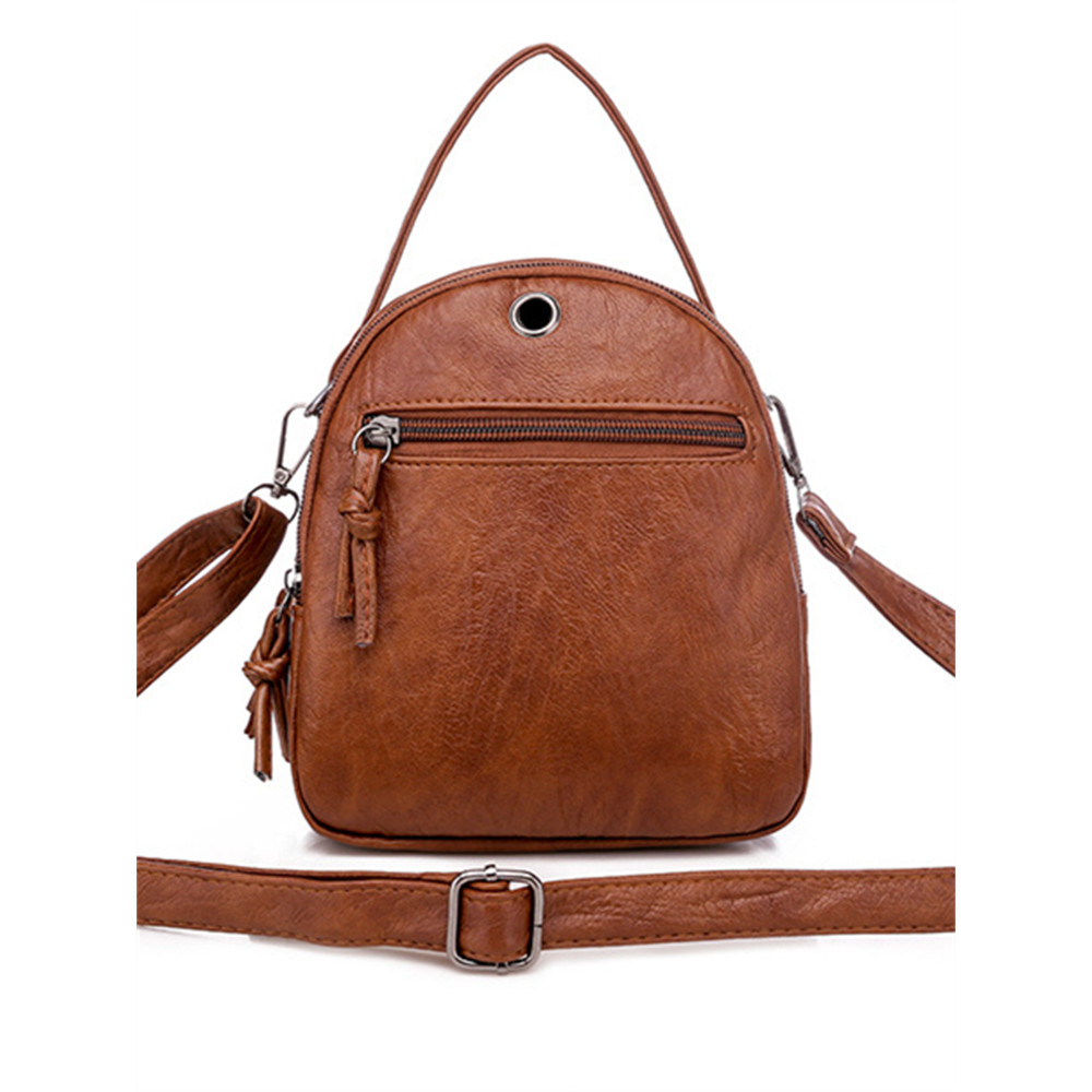 Buckles Flap Washed Leather Utility Mini Bag