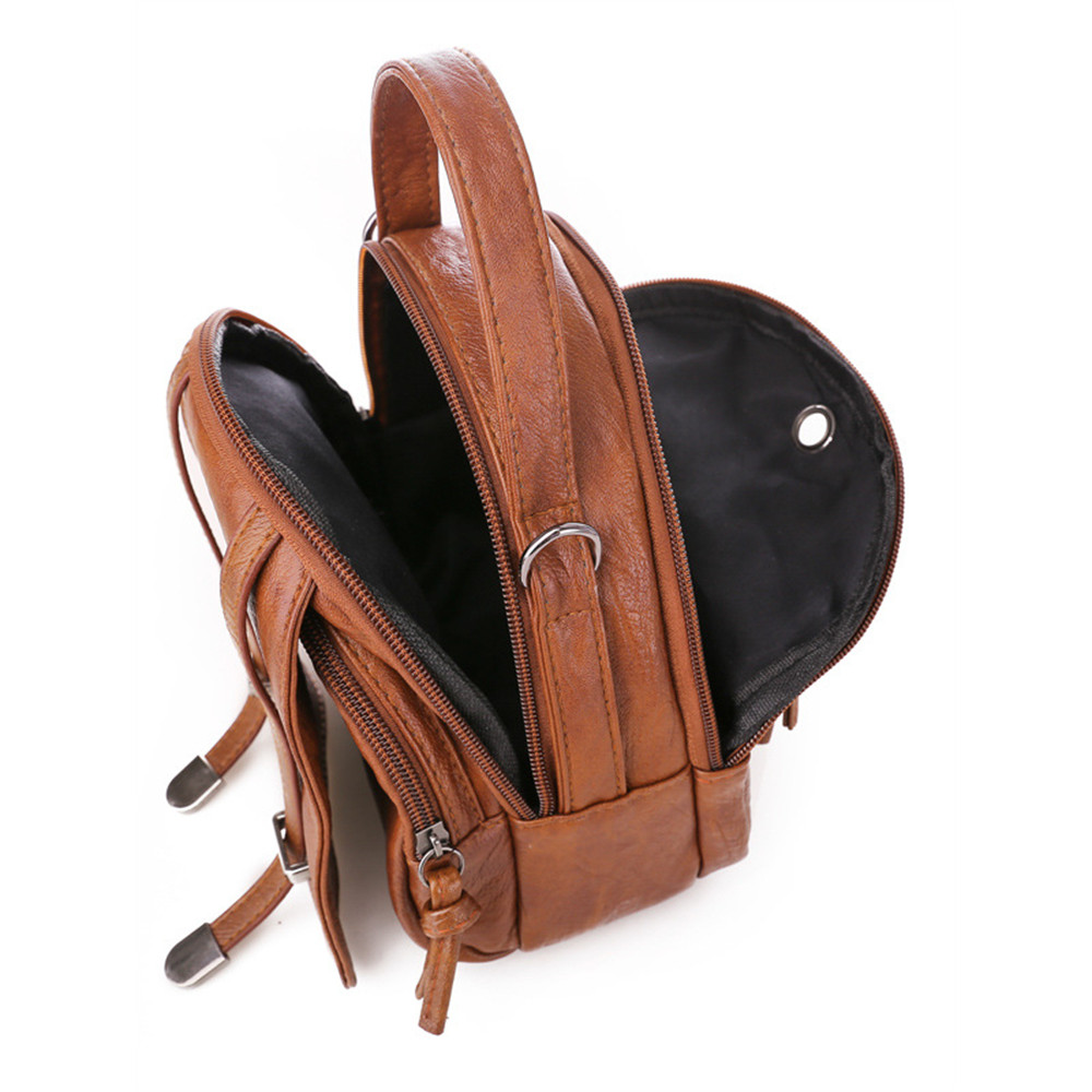 Buckles Flap Washed Leather Utility Mini Bag