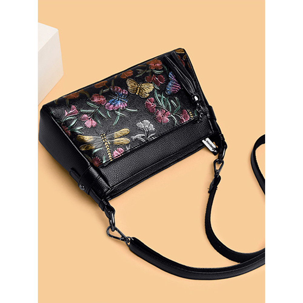 Butterflies & Dragonflies Embossed Crossbody Bag