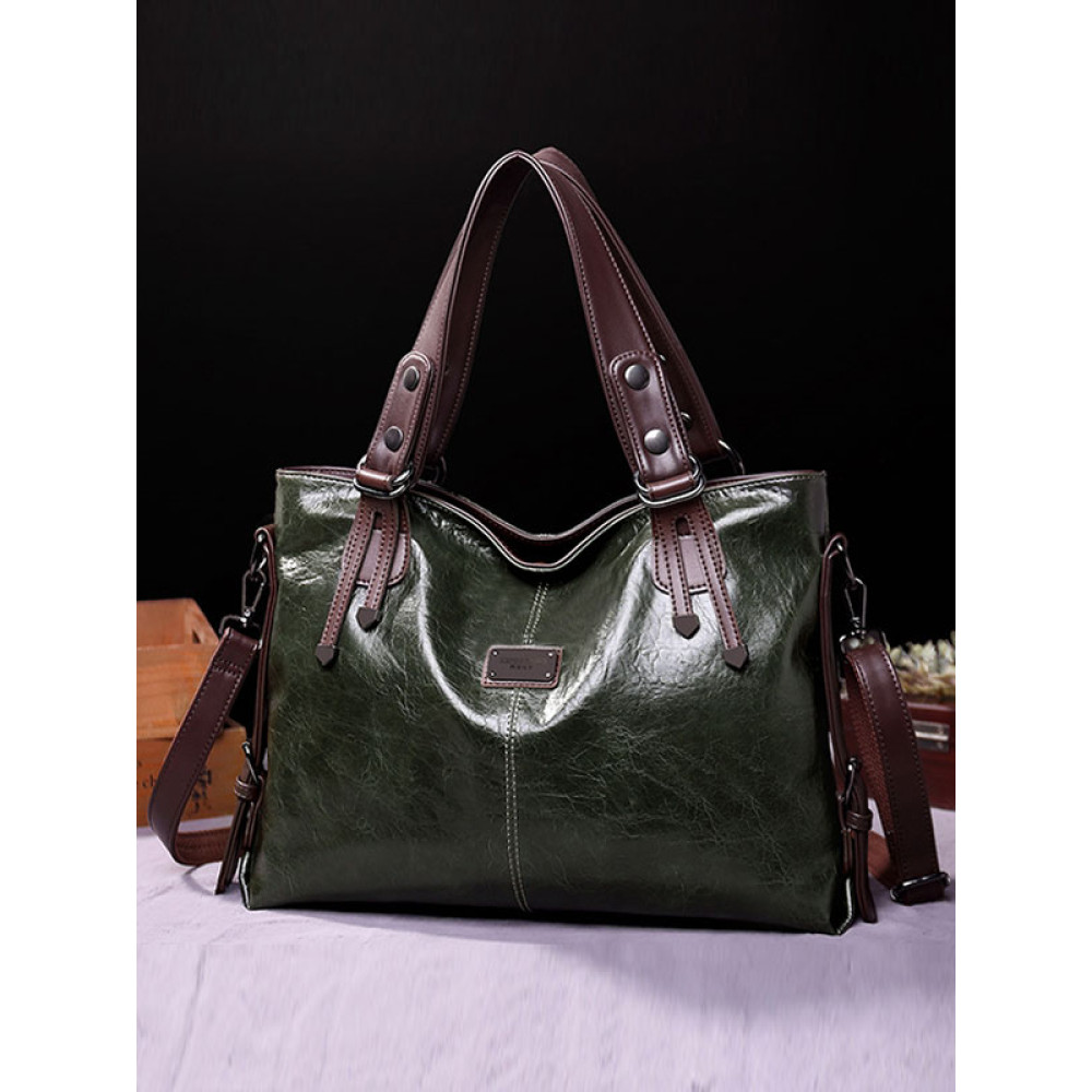 Casual Soft Leather Shoulder Crossbody Large Capacity Tote Bag
