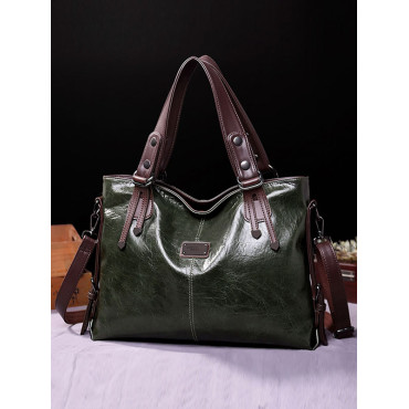 Casual Soft Leather Shoulder Crossbody Large Capacity Tote Bag