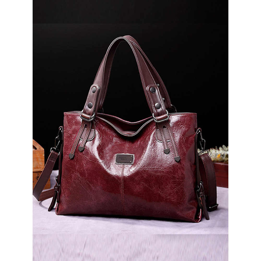 Casual Soft Leather Shoulder Crossbody Large Capacity Tote Bag